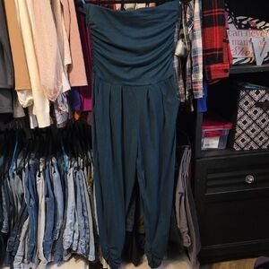Elegant Teal Strapless Jumpsuit